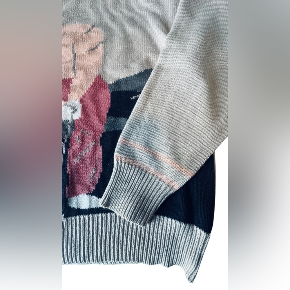 Vintage Sansabelt Golf / Sport Sweater, Men’s L, 100% Cotton, Bold Print - Picture 7 of 8